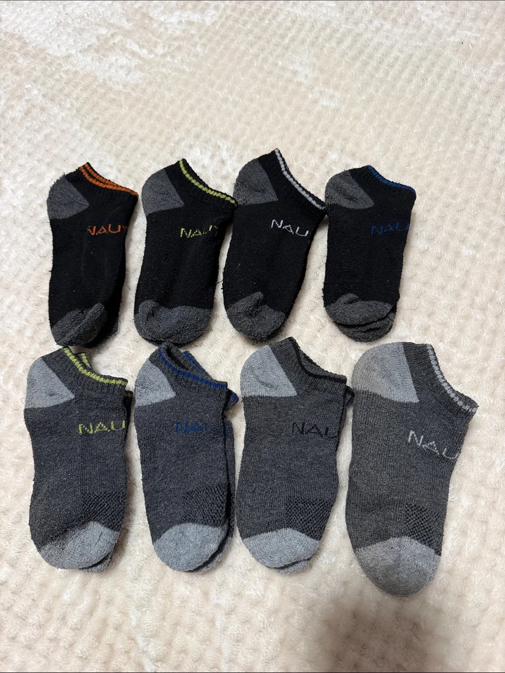 Nautica Kids No-Show Sock Pack in Black and Gray with Accent Colors